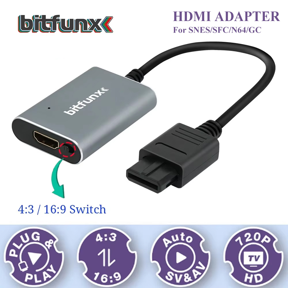 Gaming Console Vintage - Bitfunx – adaptateur vidéo 720P Svideo/AV